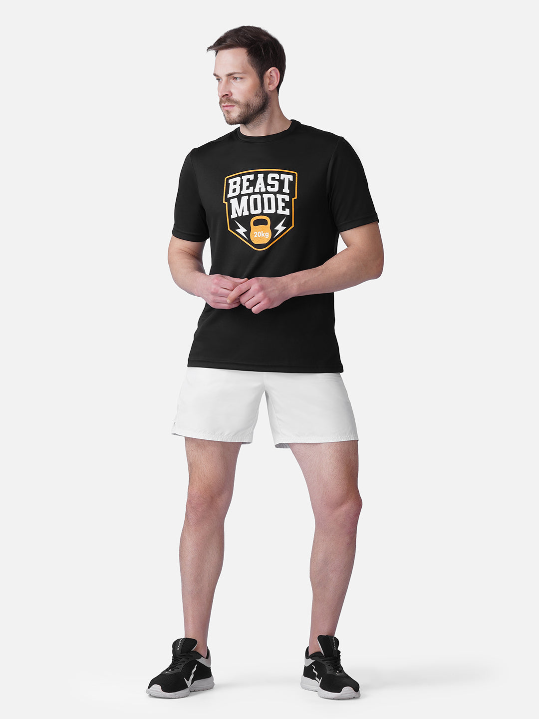 Gym Black Printed T-Shirt Slim Fit Men RWM2052