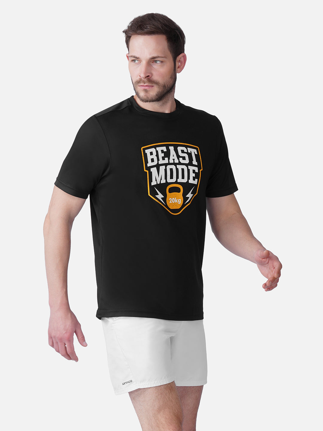 Gym Black Printed T-Shirt Slim Fit Men RWM2052