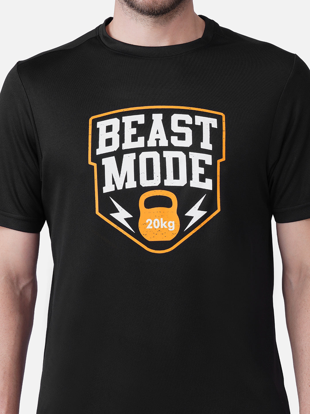 Gym Black Printed T-Shirt Slim Fit Men RWM2052