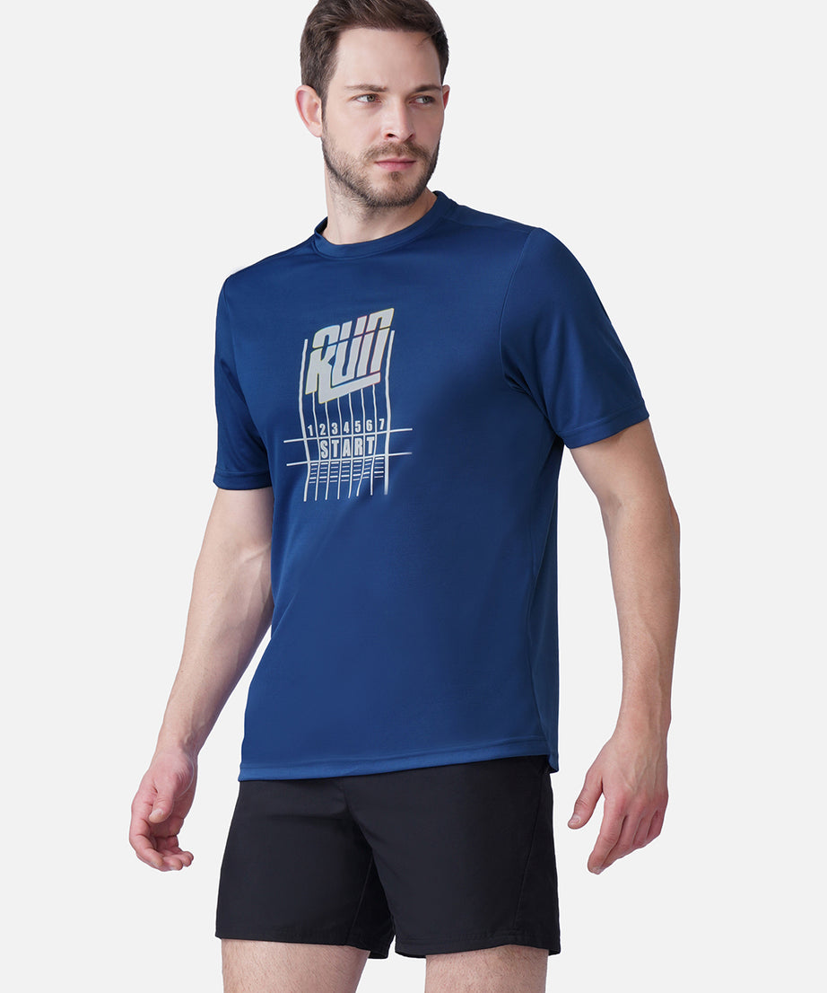 Running Airforce Blue T-Shirt Slim Fit Men RWM2057