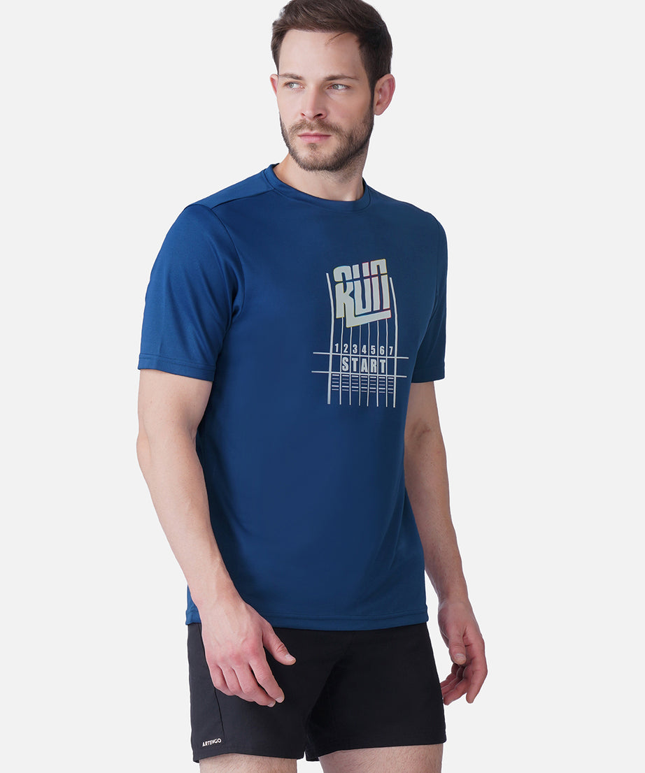 Running Airforce Blue T-Shirt Slim Fit Men RWM2057