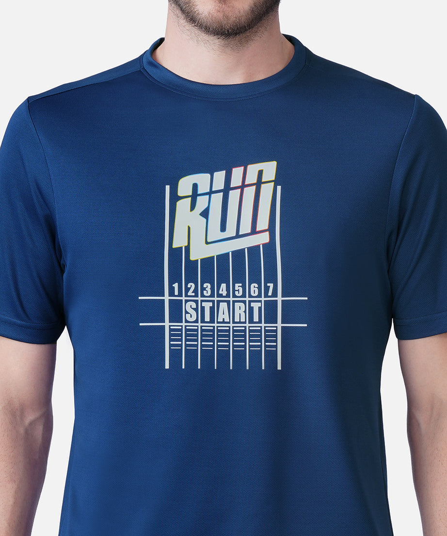Running Airforce Blue T-Shirt Slim Fit Men RWM2057