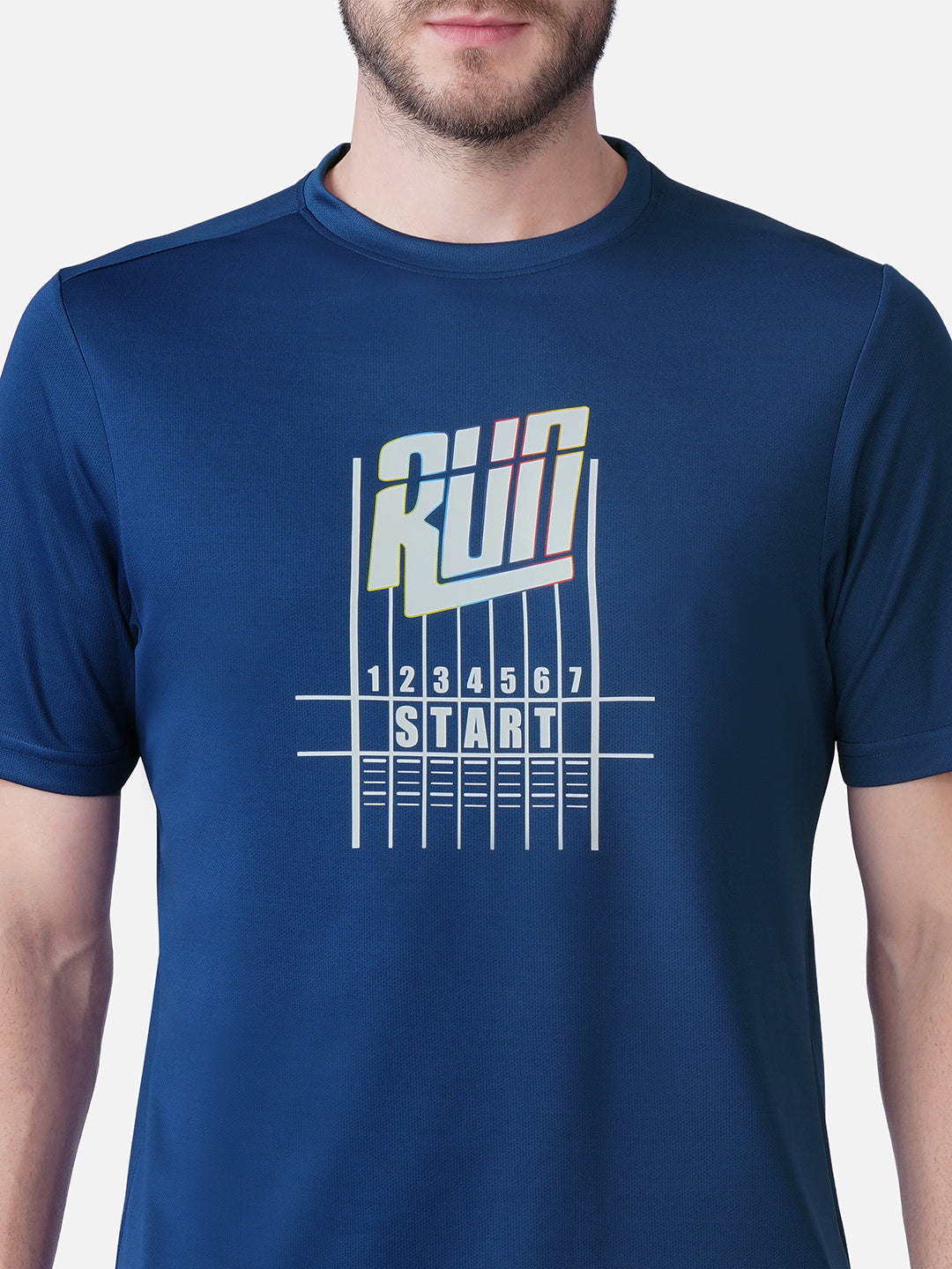 Running Airforce Blue T-Shirt Slim Fit Men RWM2057