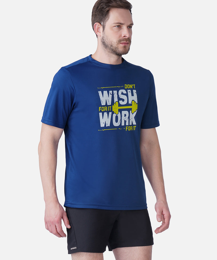 Gym Airforce Blue T-Shirt Slim Fit Men RWM2053