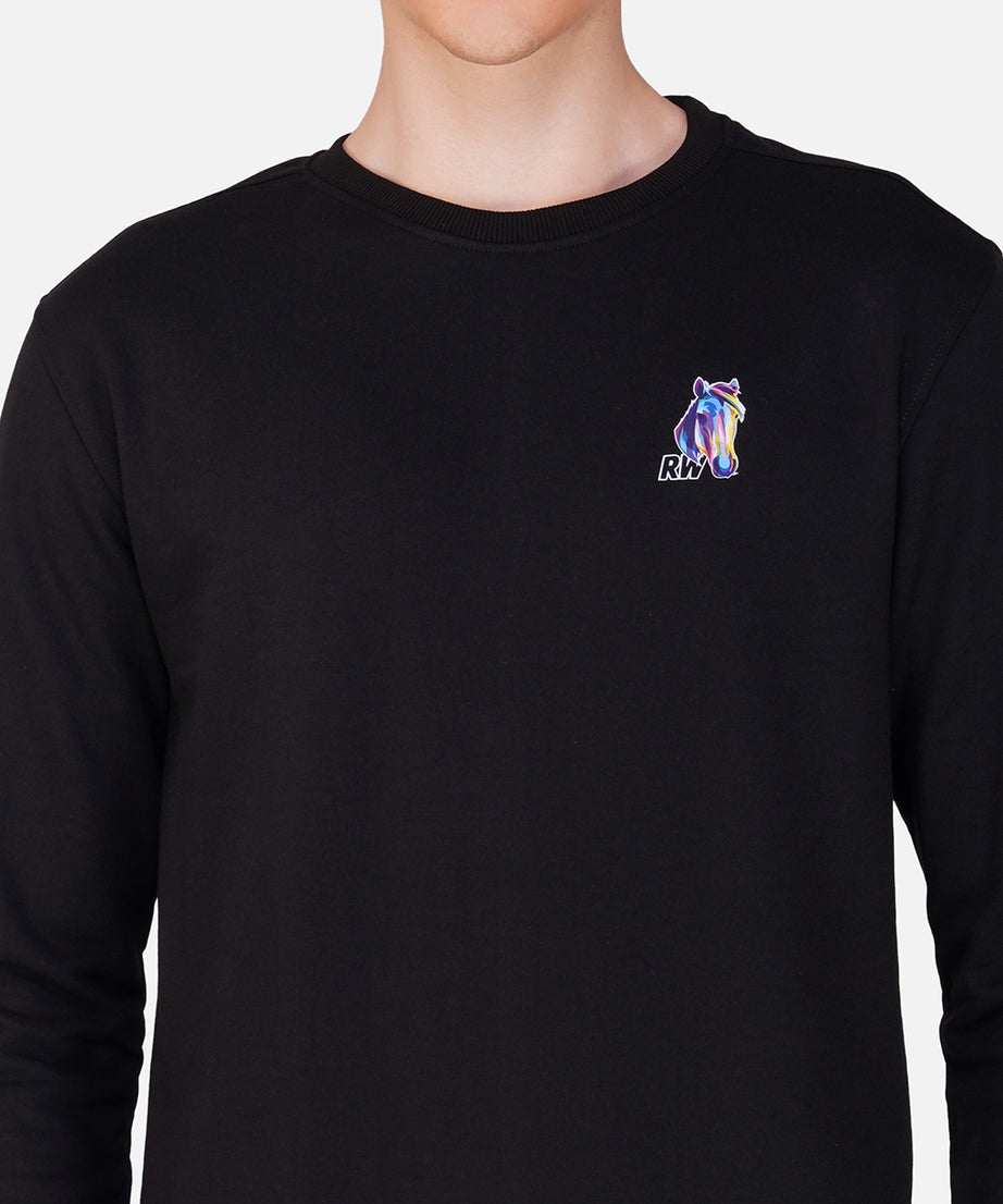 Fleece Horse Black Sweatshirt RWM9013