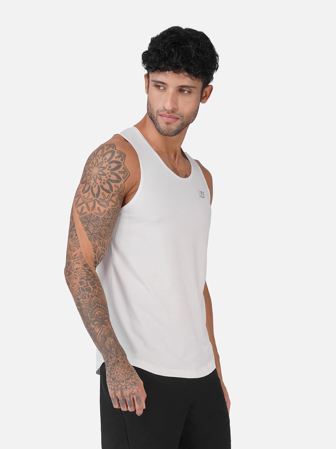 Jacquard White Men Vest