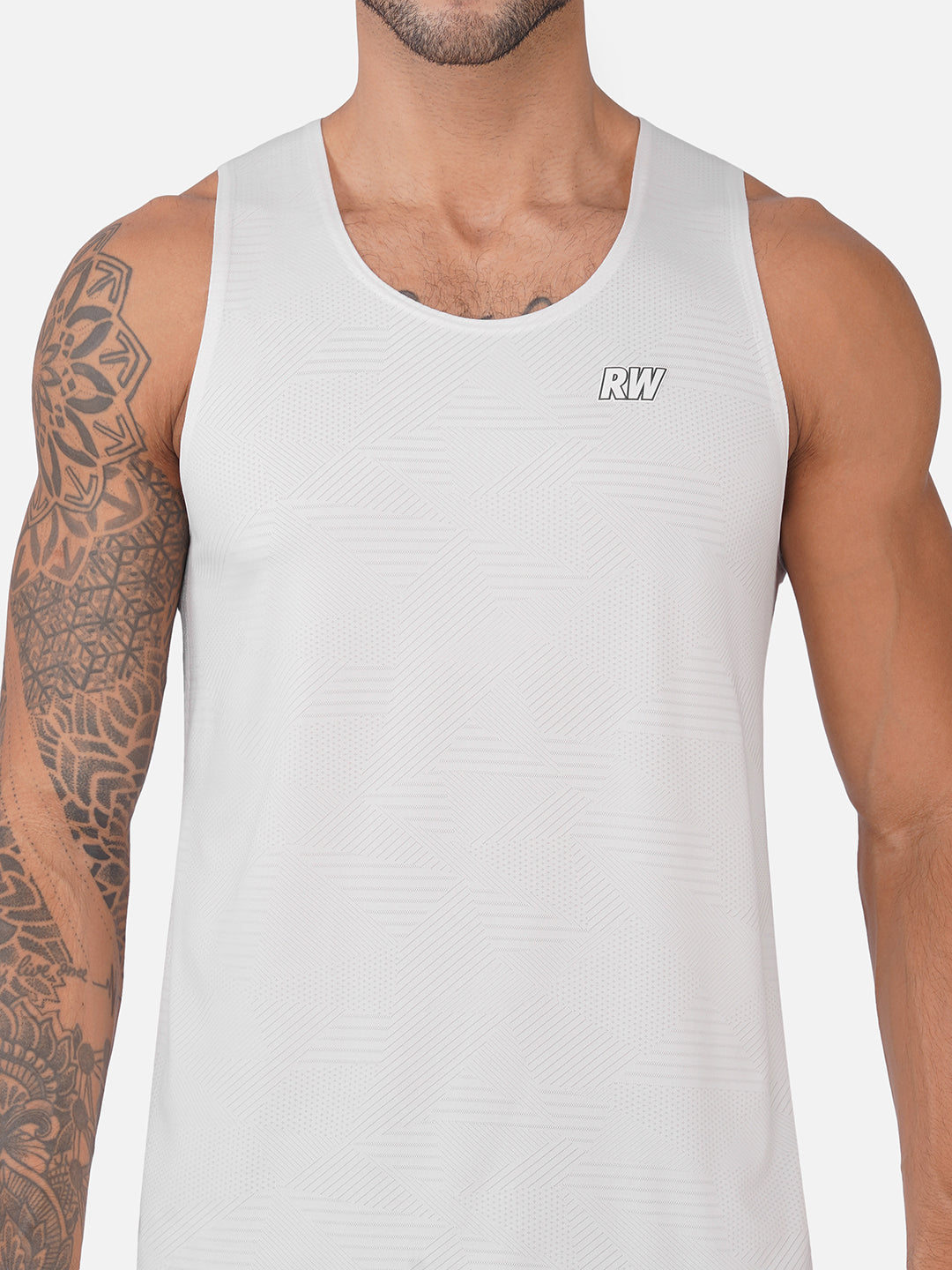 Jacquard White Men Vest
