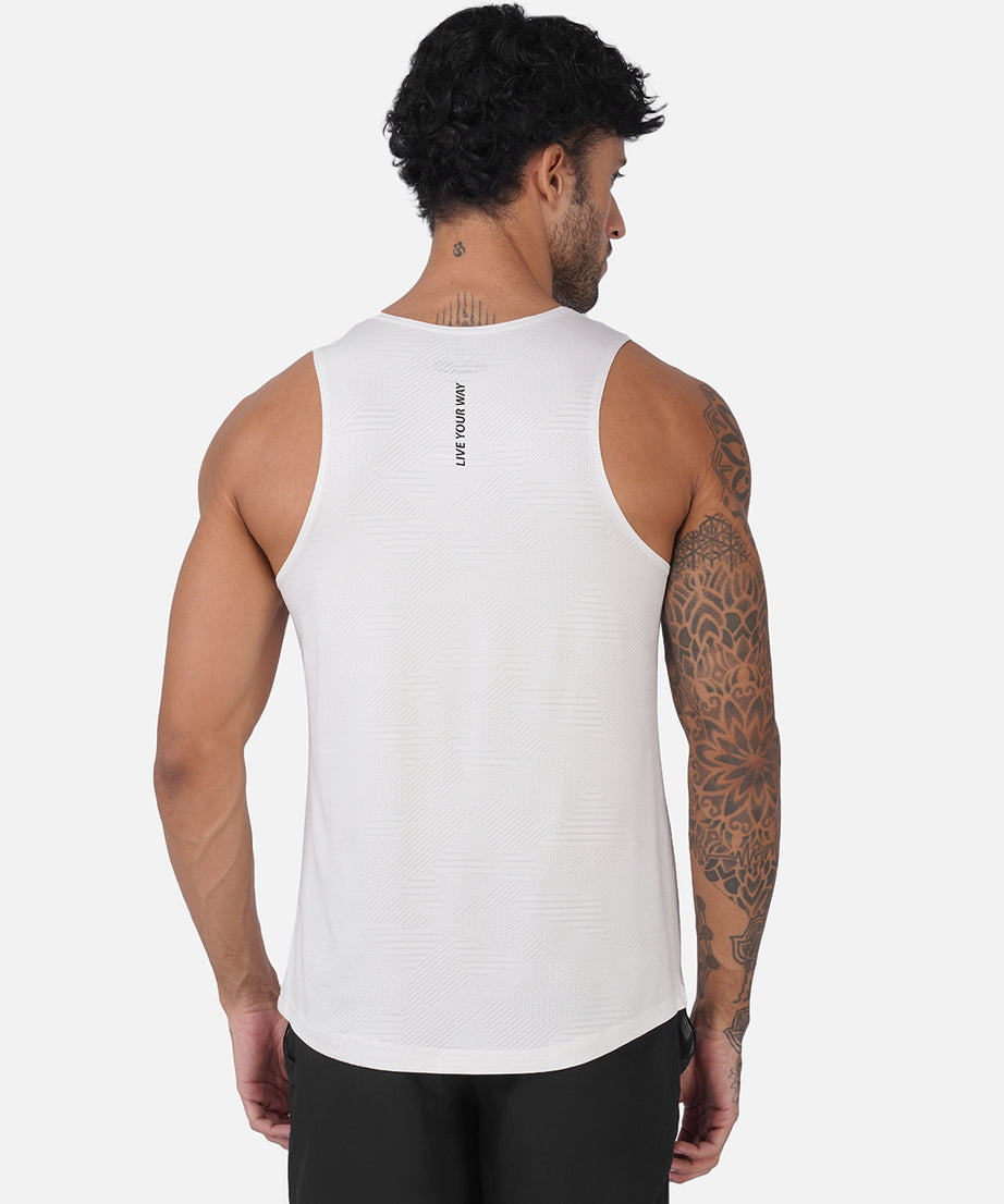Jacquard White Men Vest