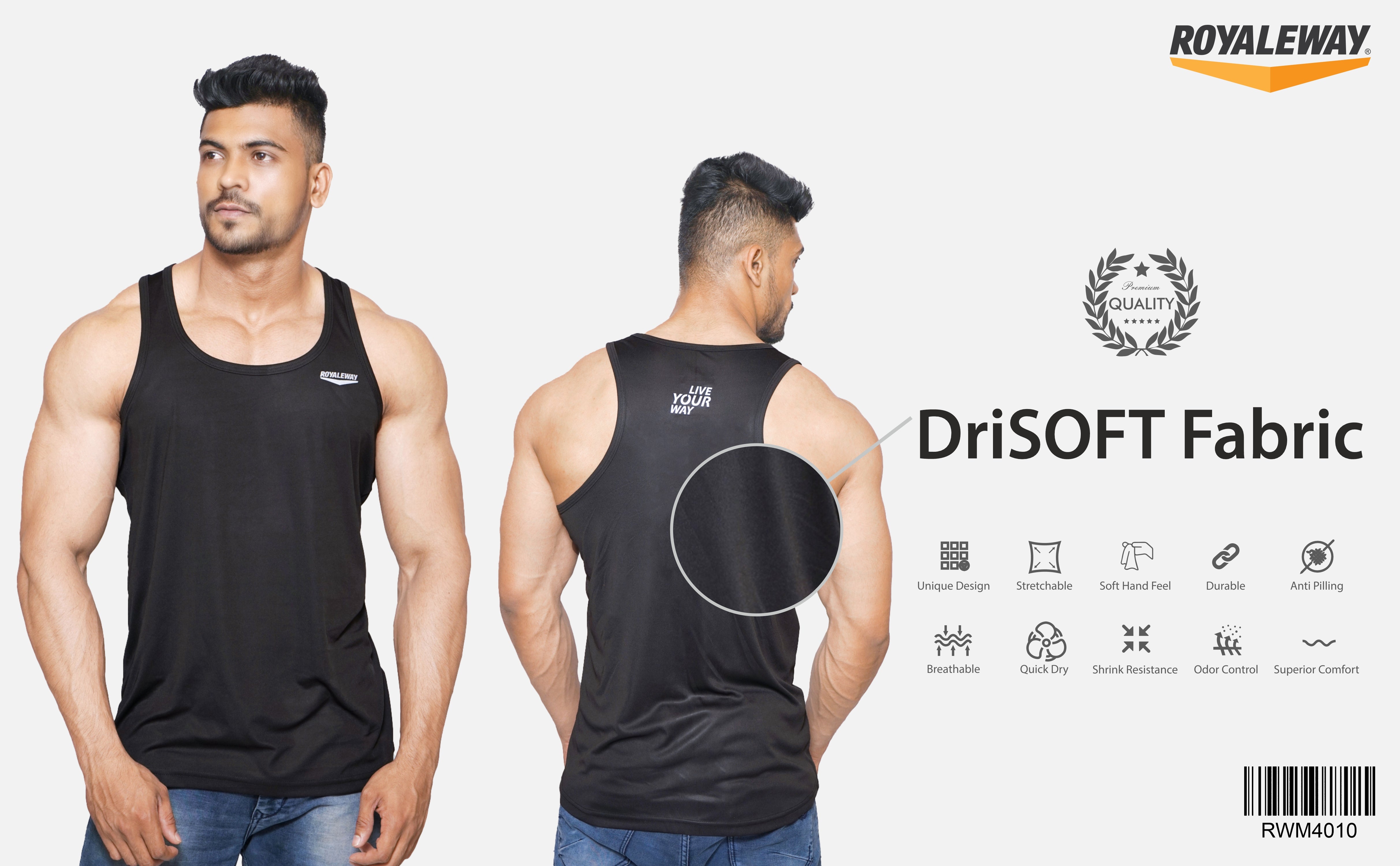 DriSOFT Black Vest RWM4010 DriSOFT Vest - royaleway.com