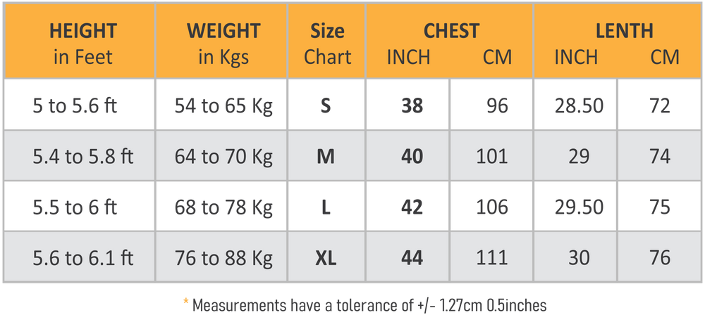 ROYALEWAY Size Chart