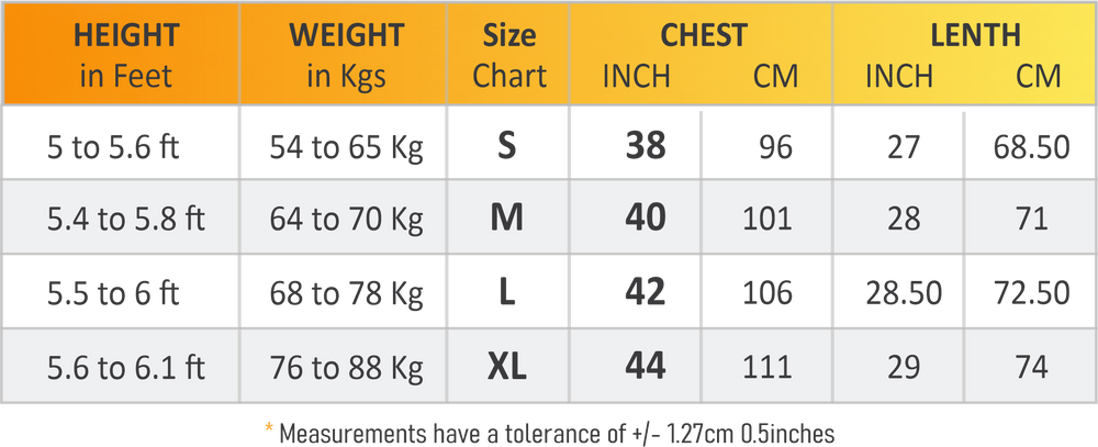 ROYALEWAY Size Chart