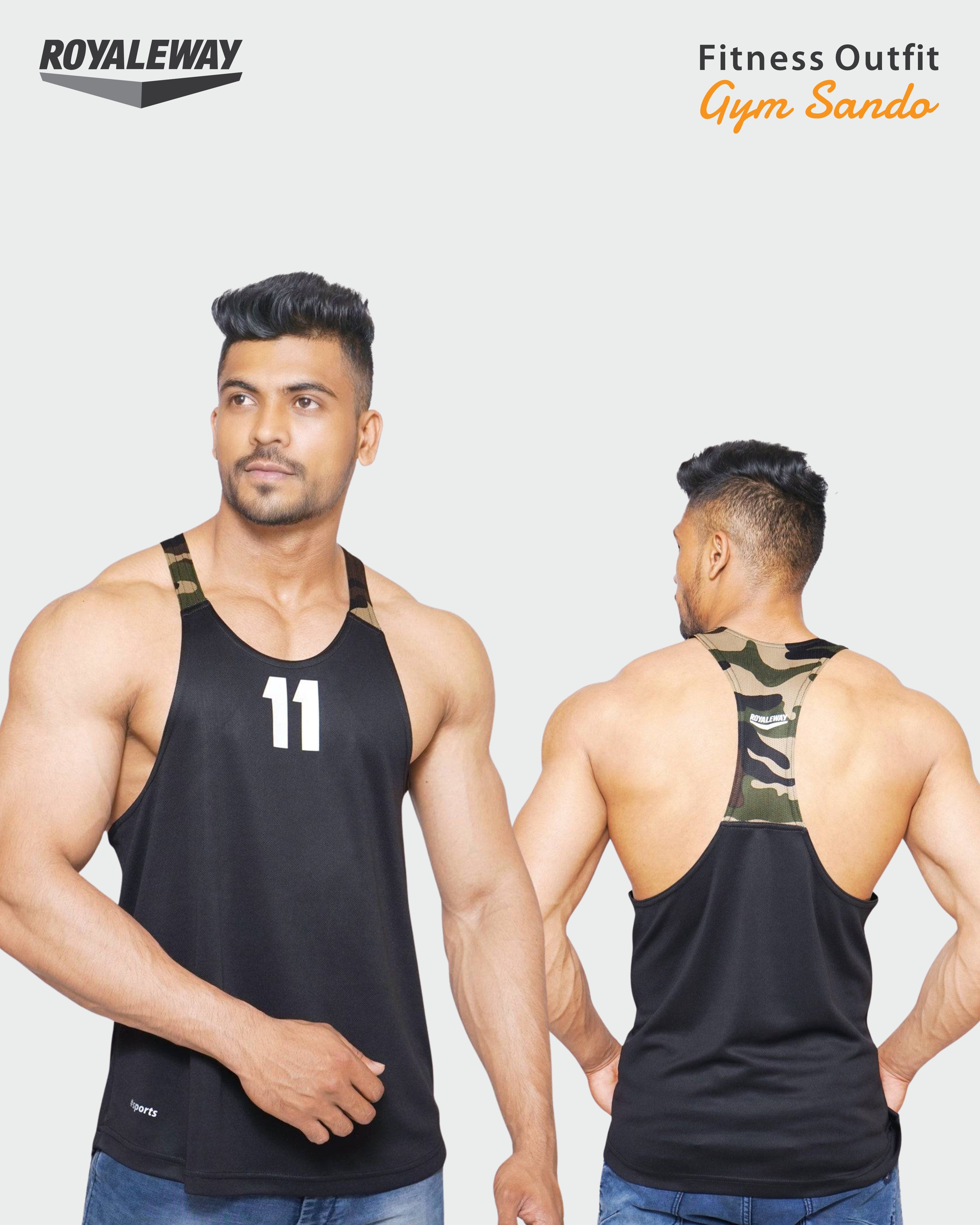Camouflage Black Gym Sando