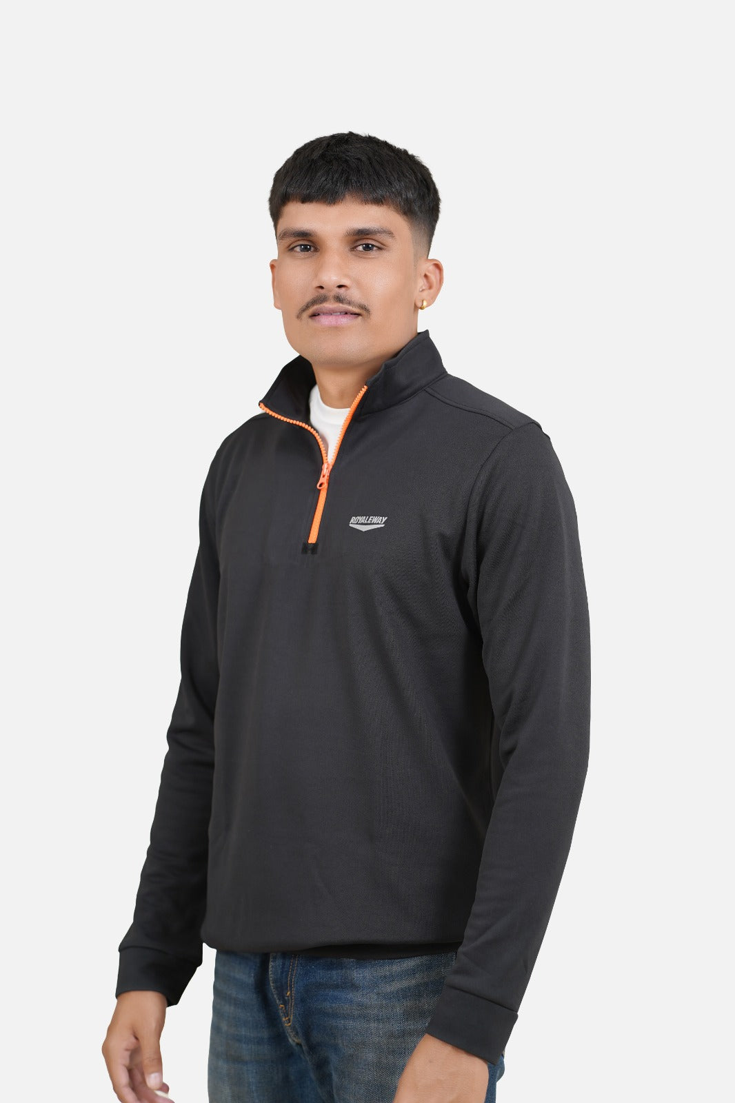 CrossFIT Neon Orange Black Half Zipper Jacket RWM6002 Half Zipper Jacket - royaleway.com