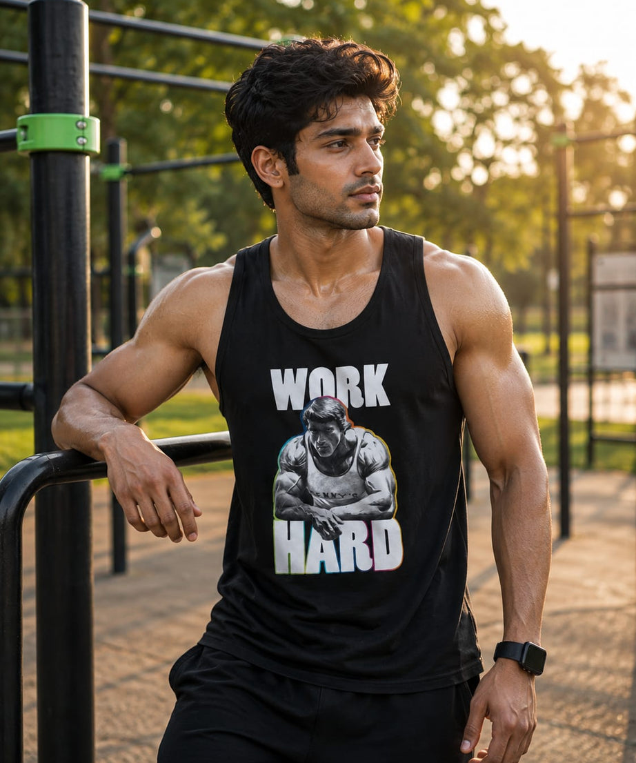 Work Hard Black Men Vest
