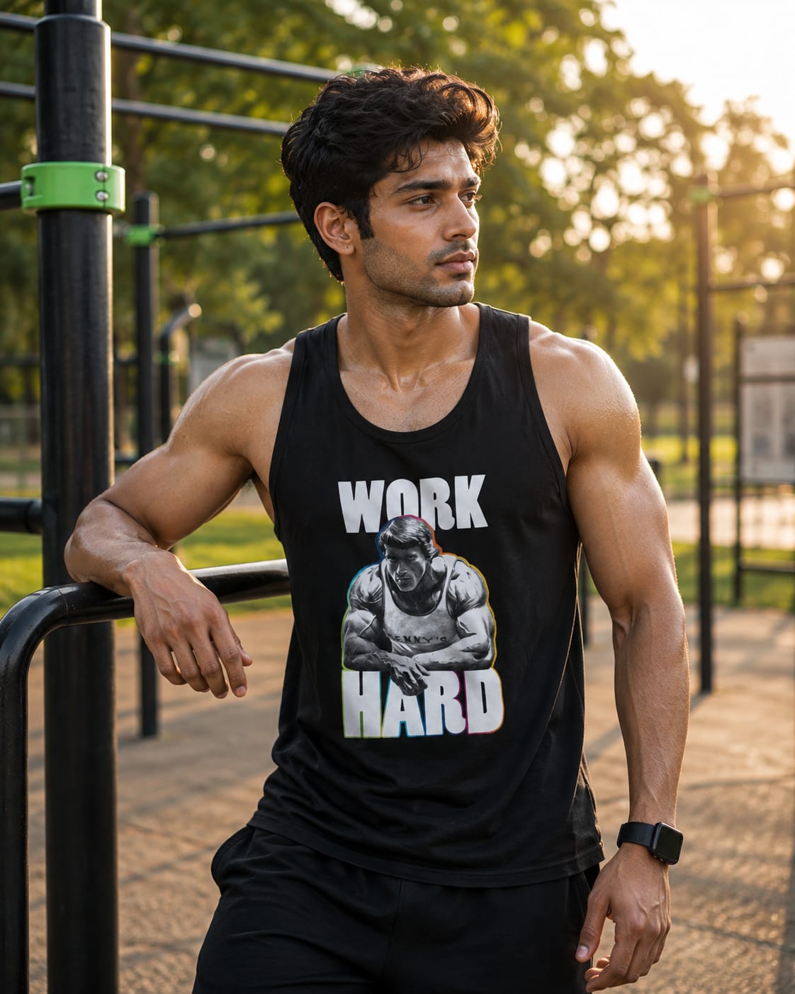 Work Hard Black Men Vest