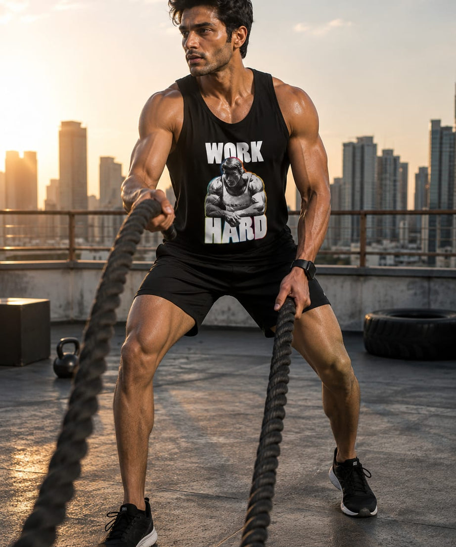 Work Hard Black Men Vest