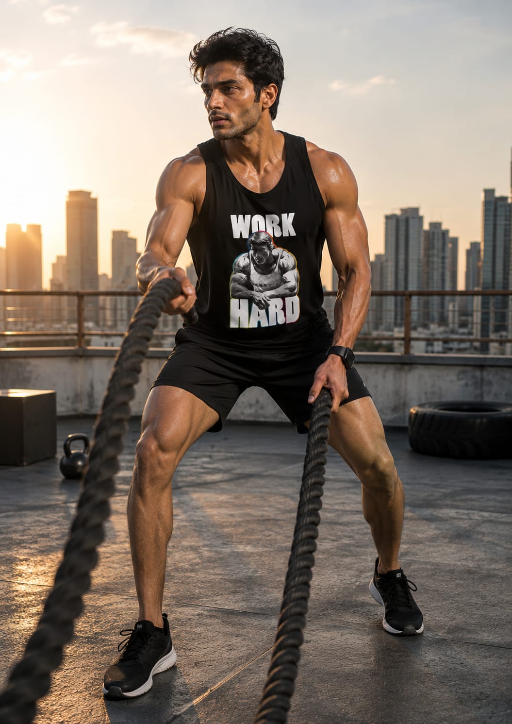 Work Hard Black Men Vest
