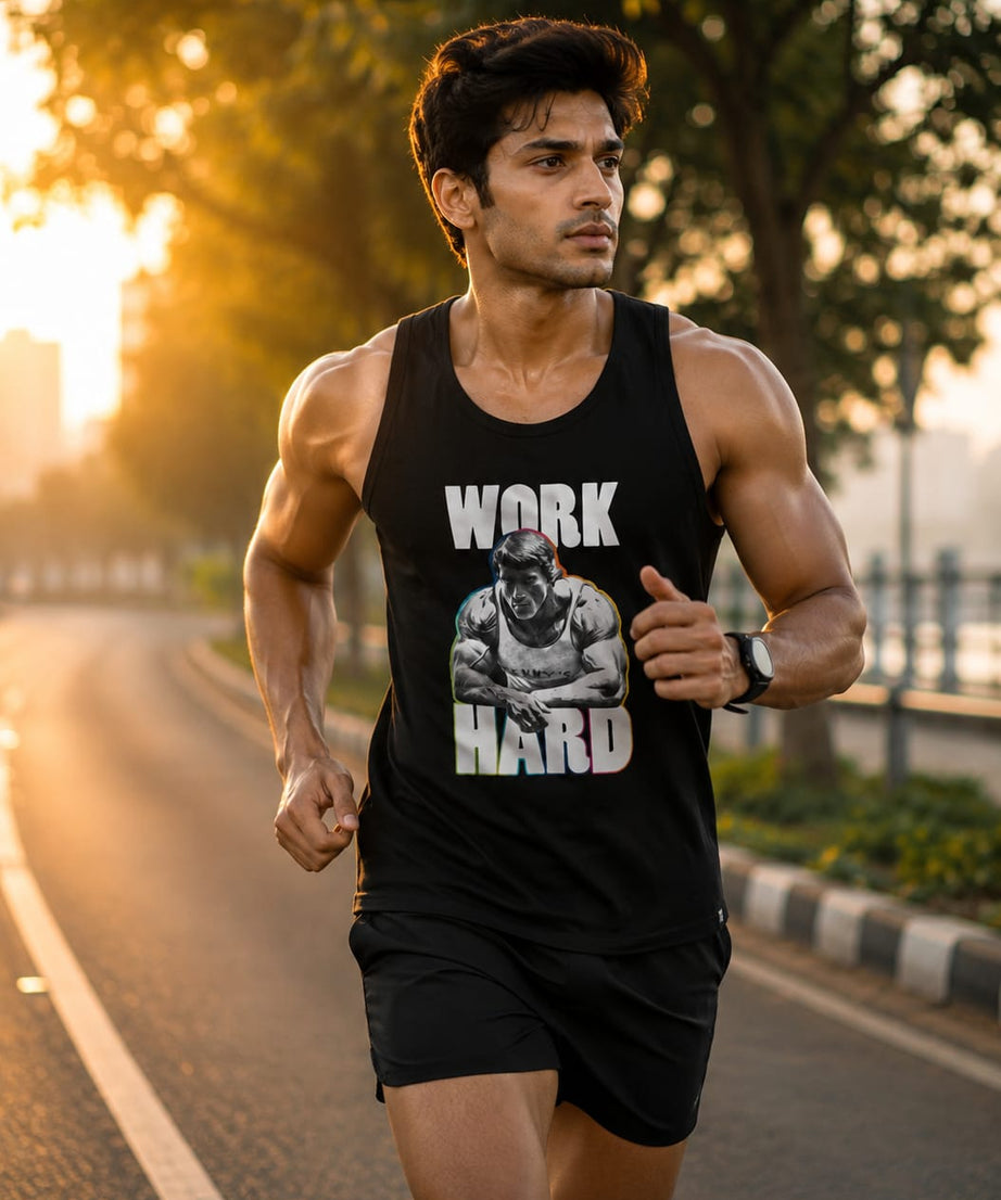Work Hard Black Men Vest