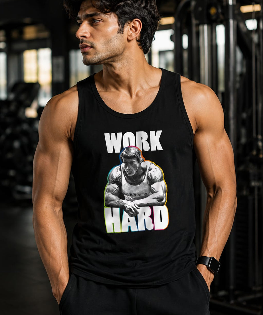Work Hard Black Men Vest