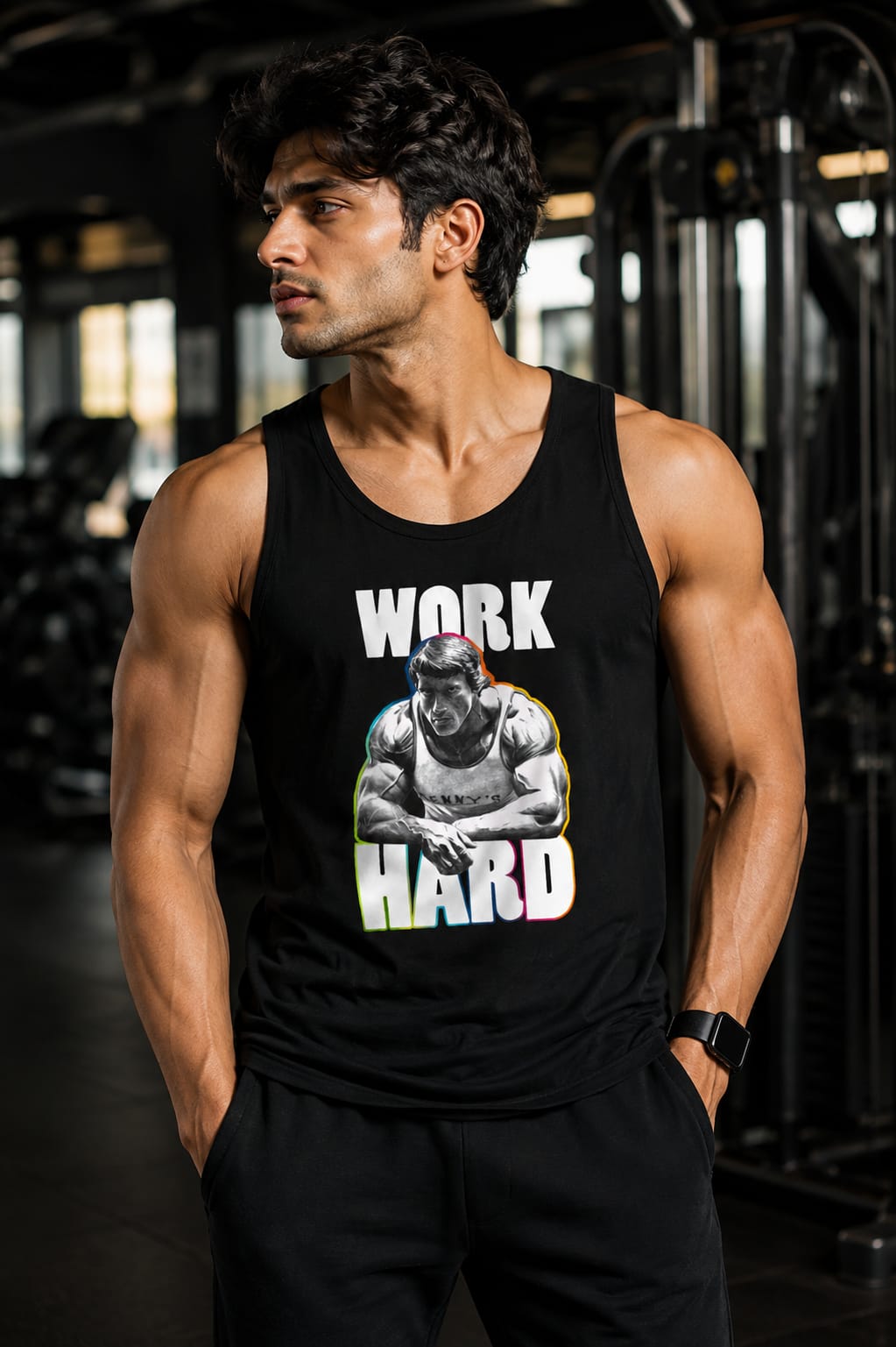 Work Hard Black Men Vest