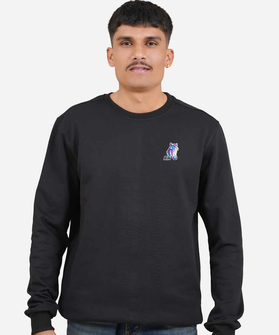 Fleece Horse Black Sweatshirt RWM9013