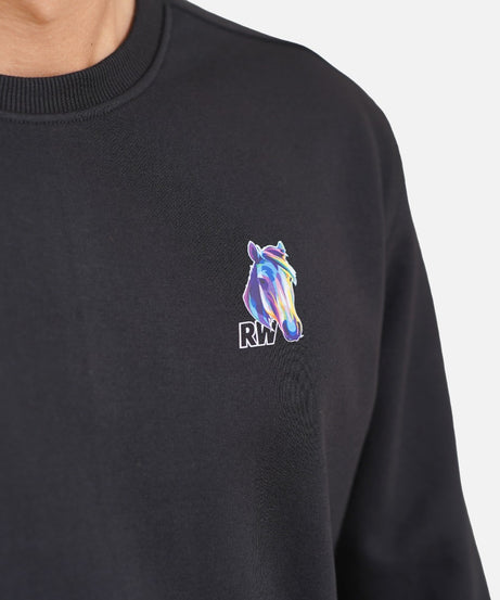 Fleece Horse Black Sweatshirt RWM9013