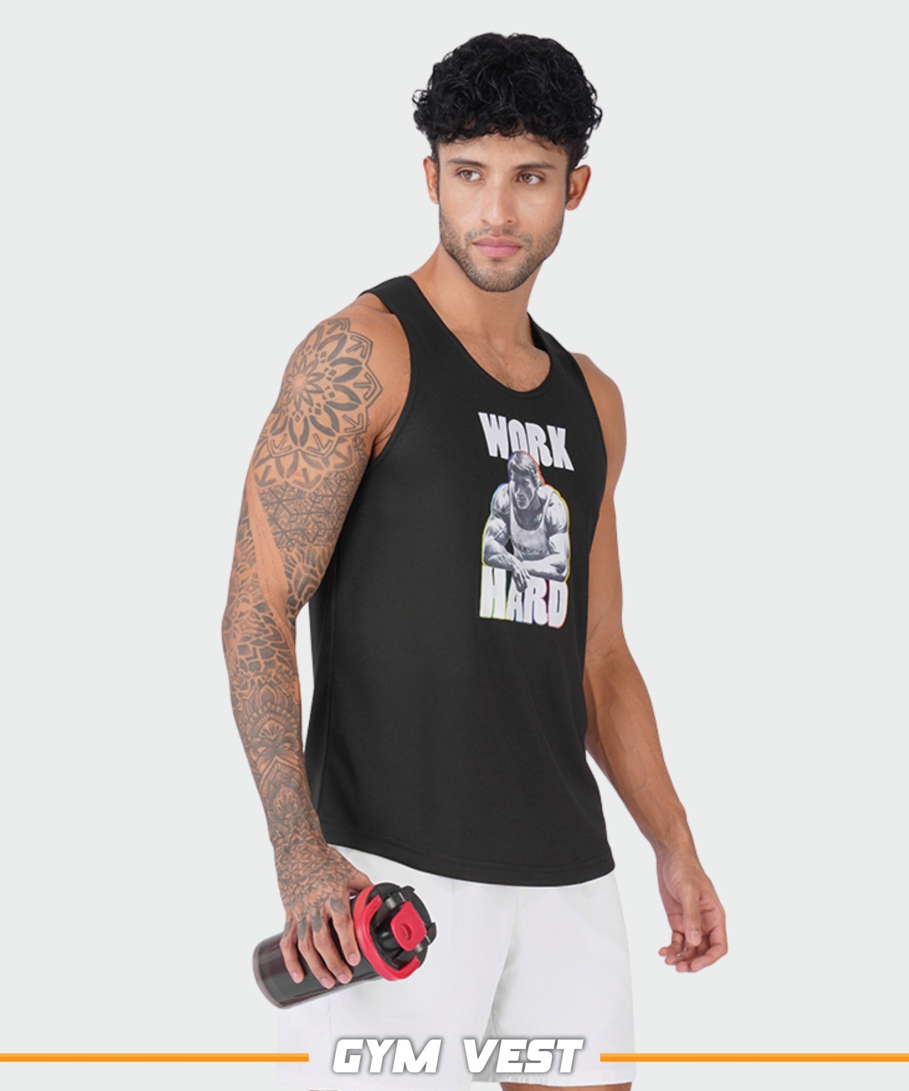 Work Hard Black Men Vest