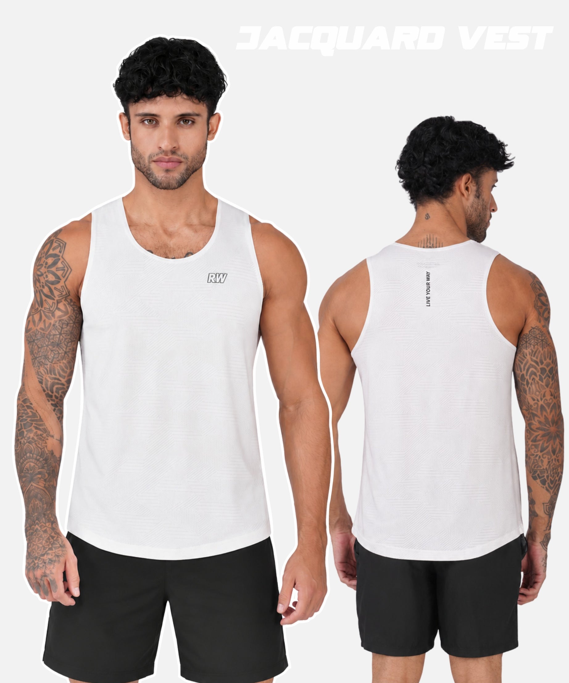 Jacquard White Men Vest