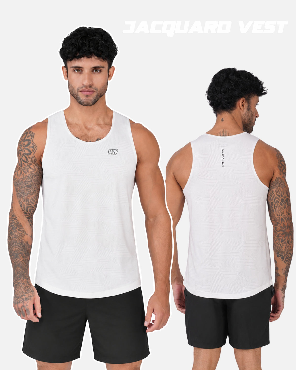 Jacquard White Men Vest