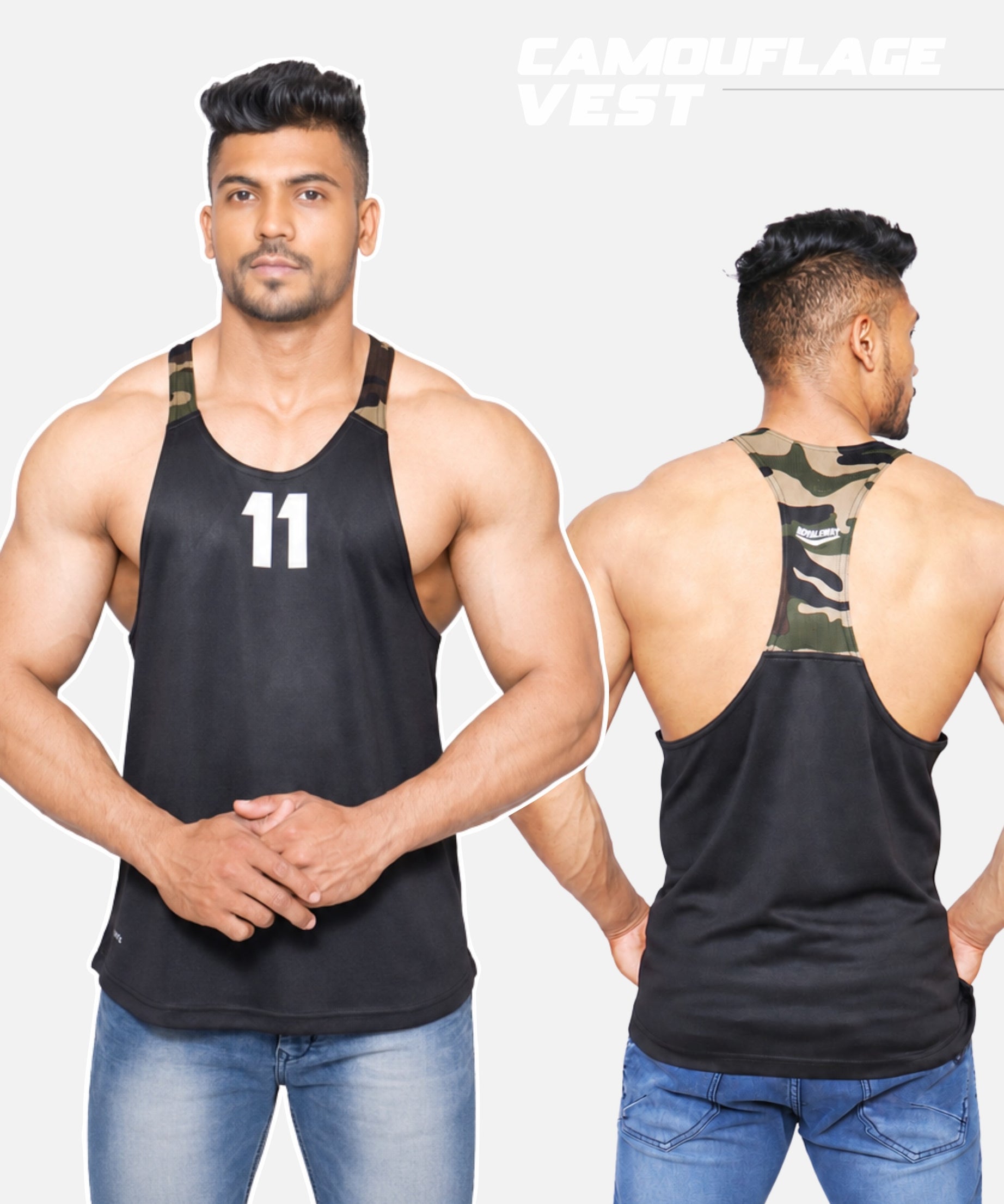 Camouflage Black Gym Sando