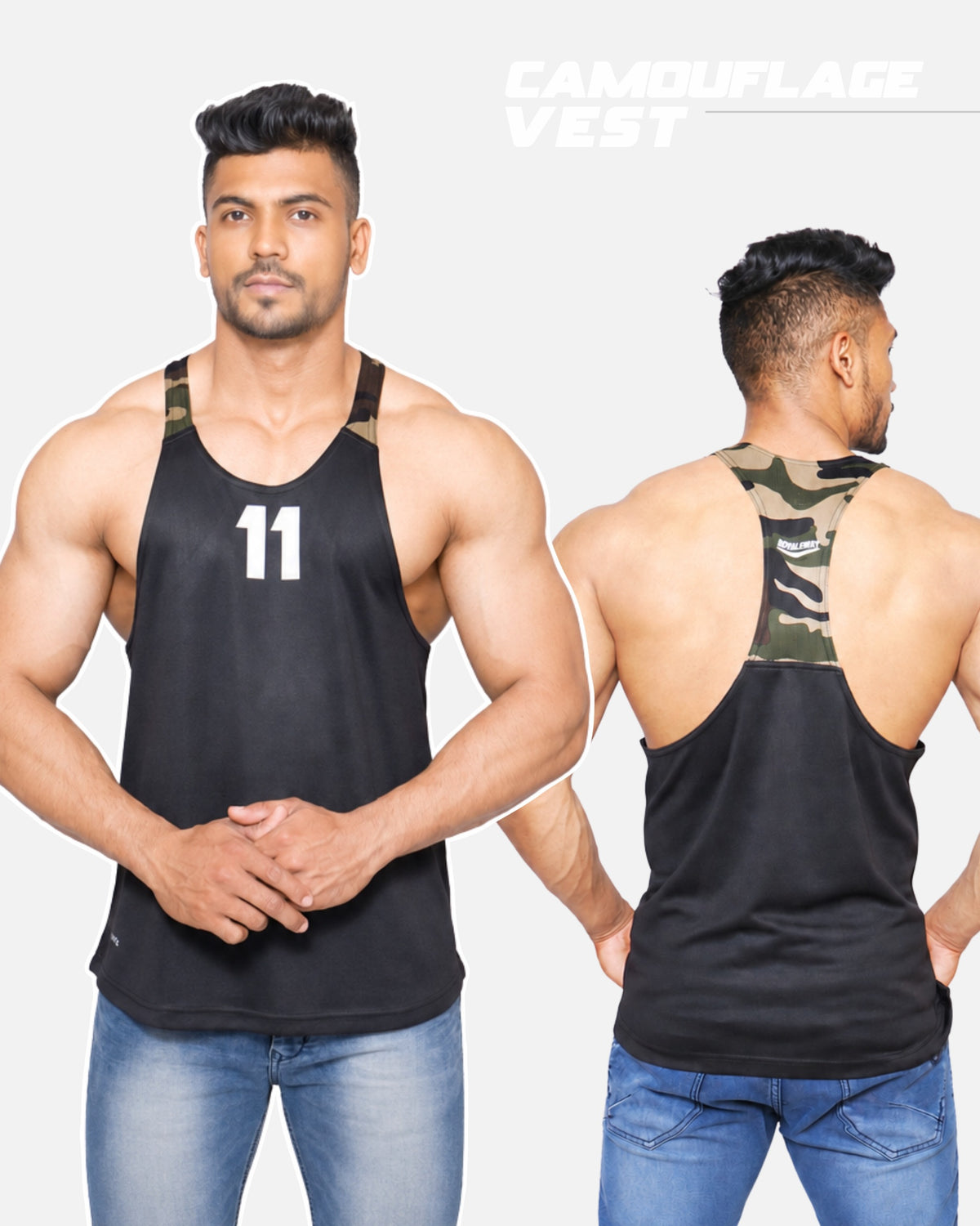 Camouflage Black Gym Sando