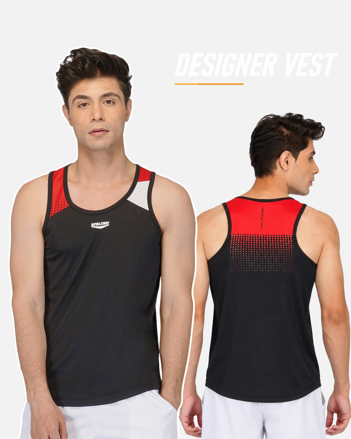 Black & Red Designer Vest Men