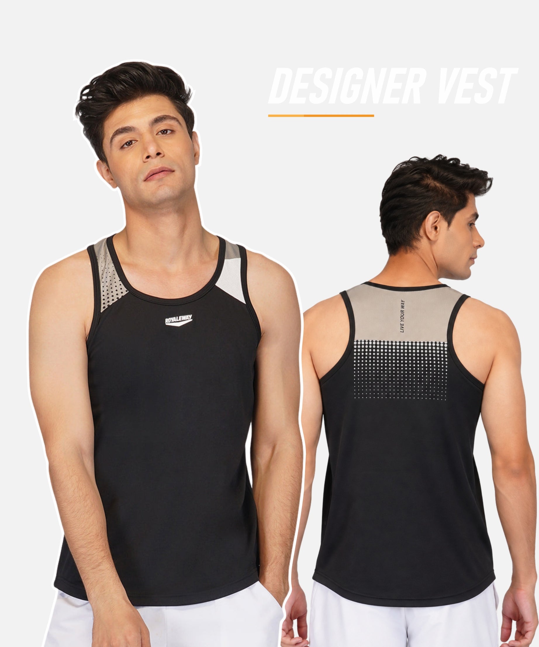 Black & Grey Designer Vest Men
