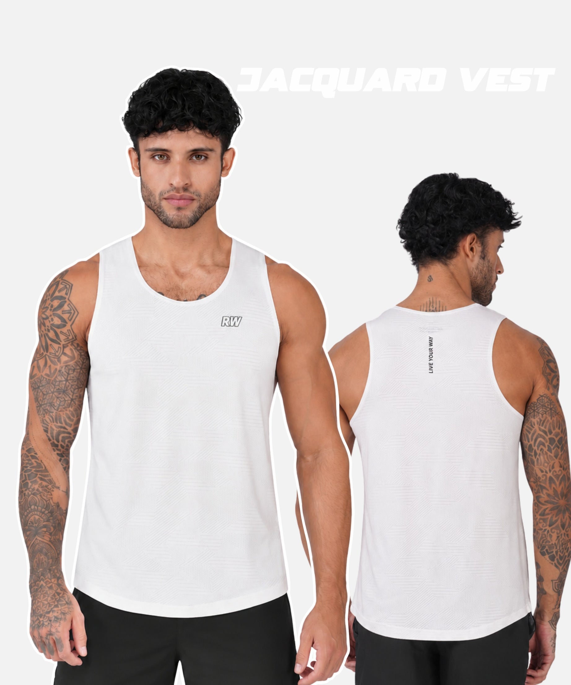 Jacquard White Men Vest