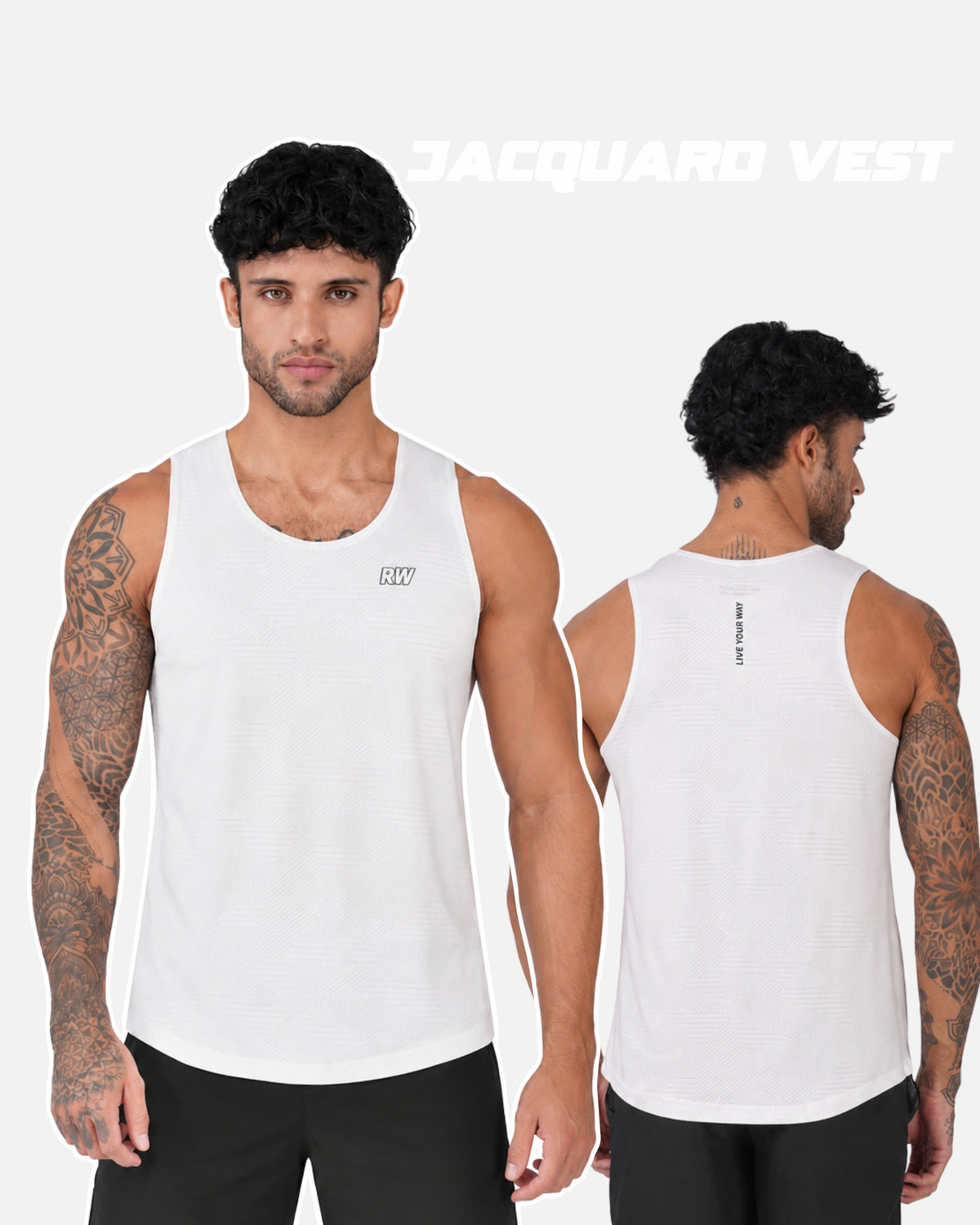Jacquard White Men Vest