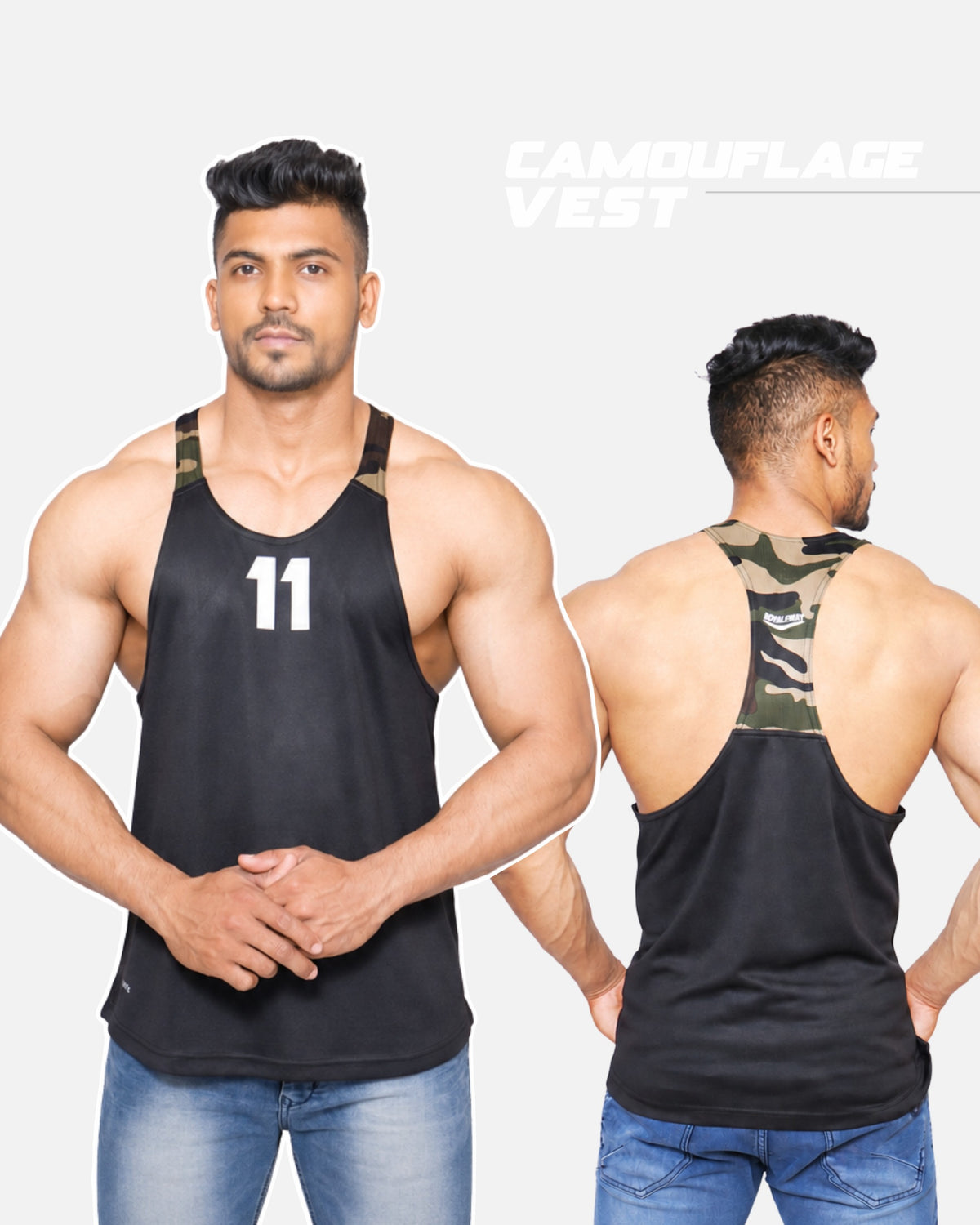 Camouflage Black Gym Sando