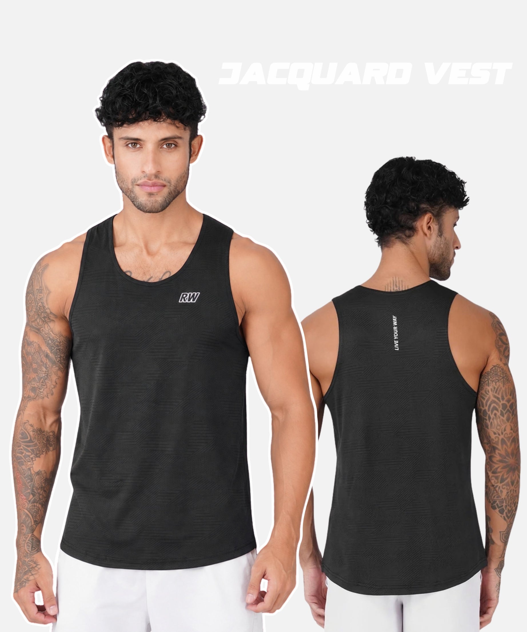 Jacquard Black Men Vest