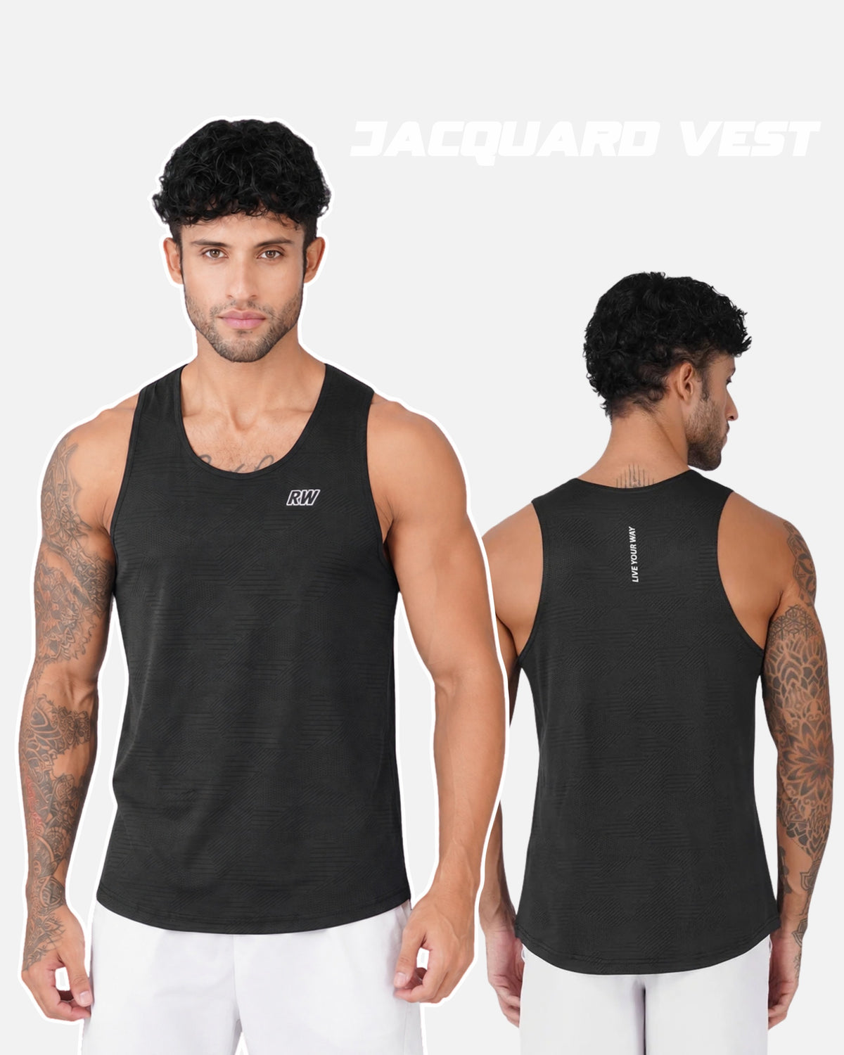 Jacquard Black Men Vest