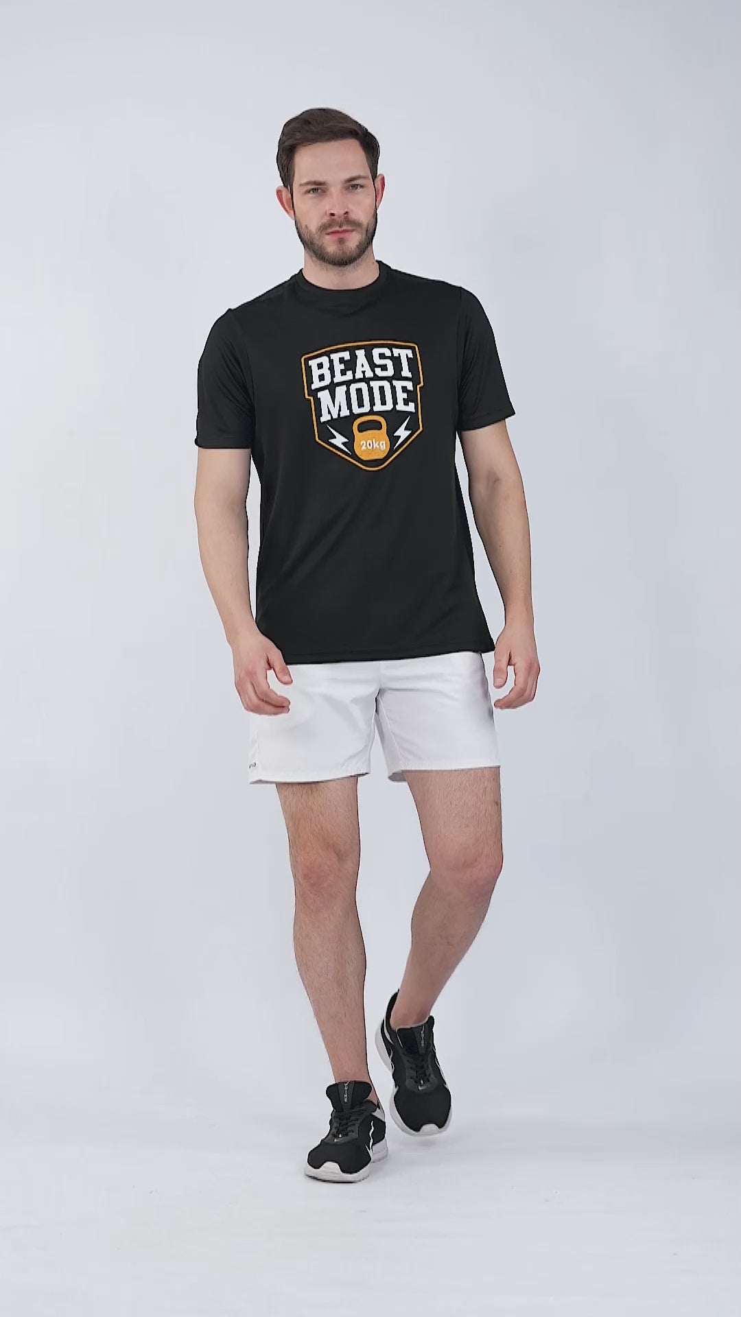 Gym Black Printed T-Shirt Slim Fit Men RWM2052