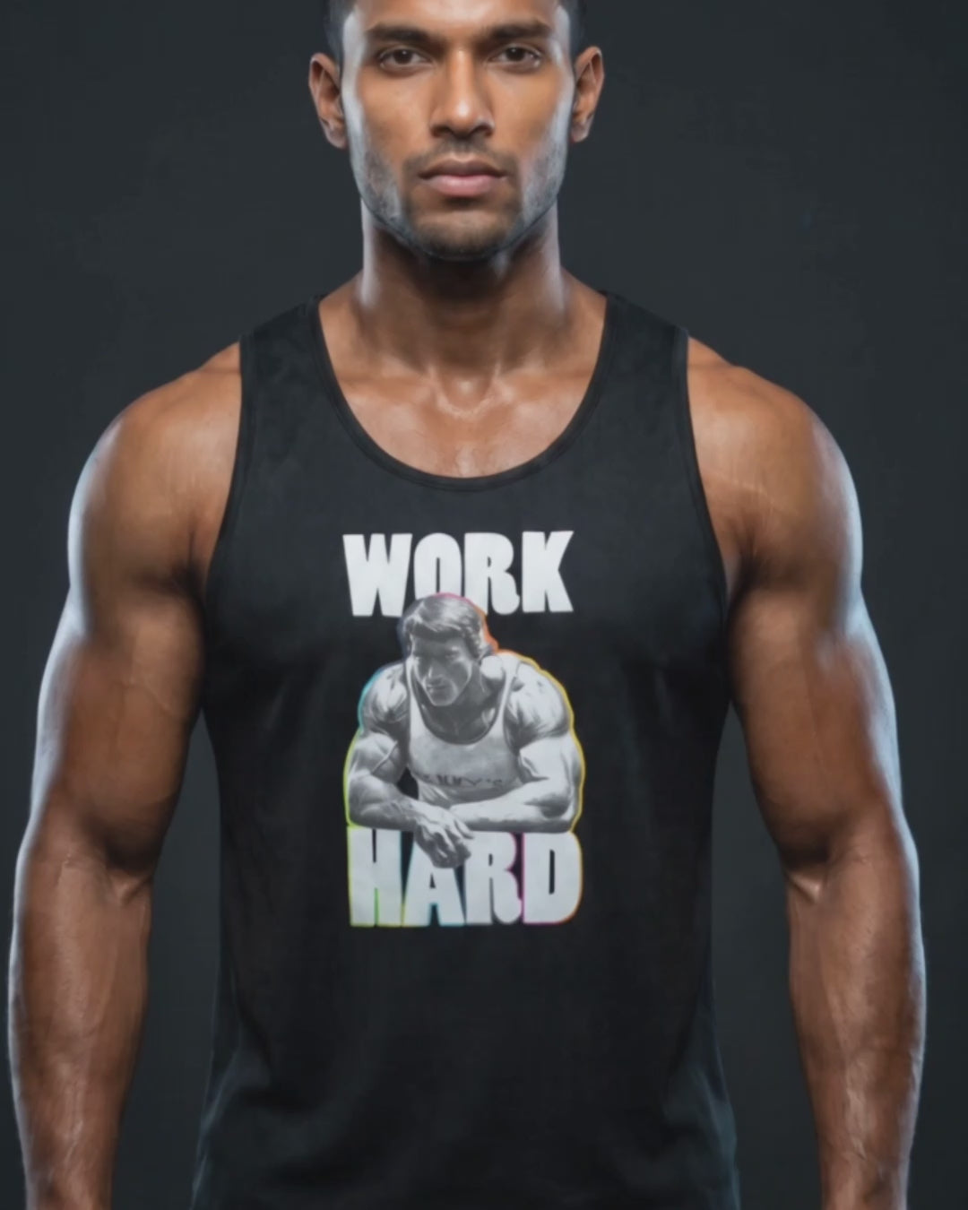 Work Hard Printed Black Gym Vest for Men – DriDOT RWM4040 | ROYALEWAY Video
