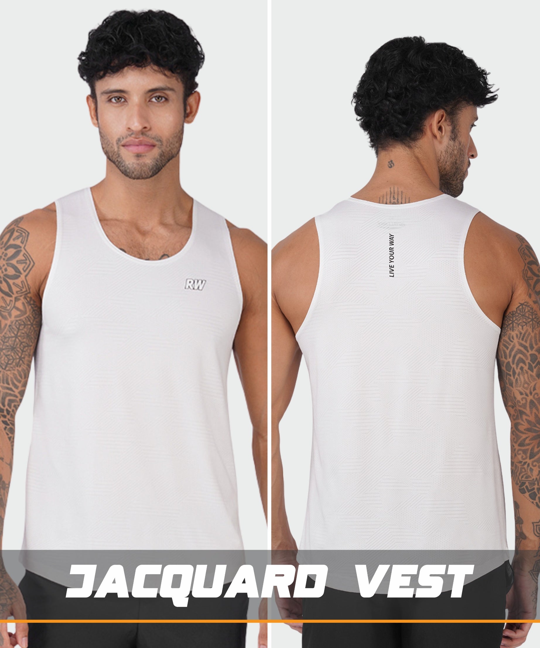Jacquard White Men Vest