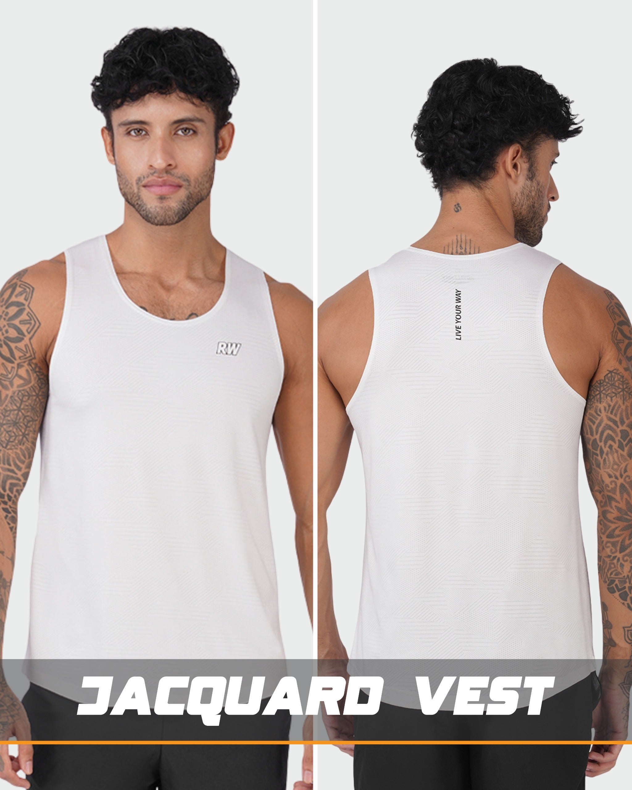Jacquard White Men Vest