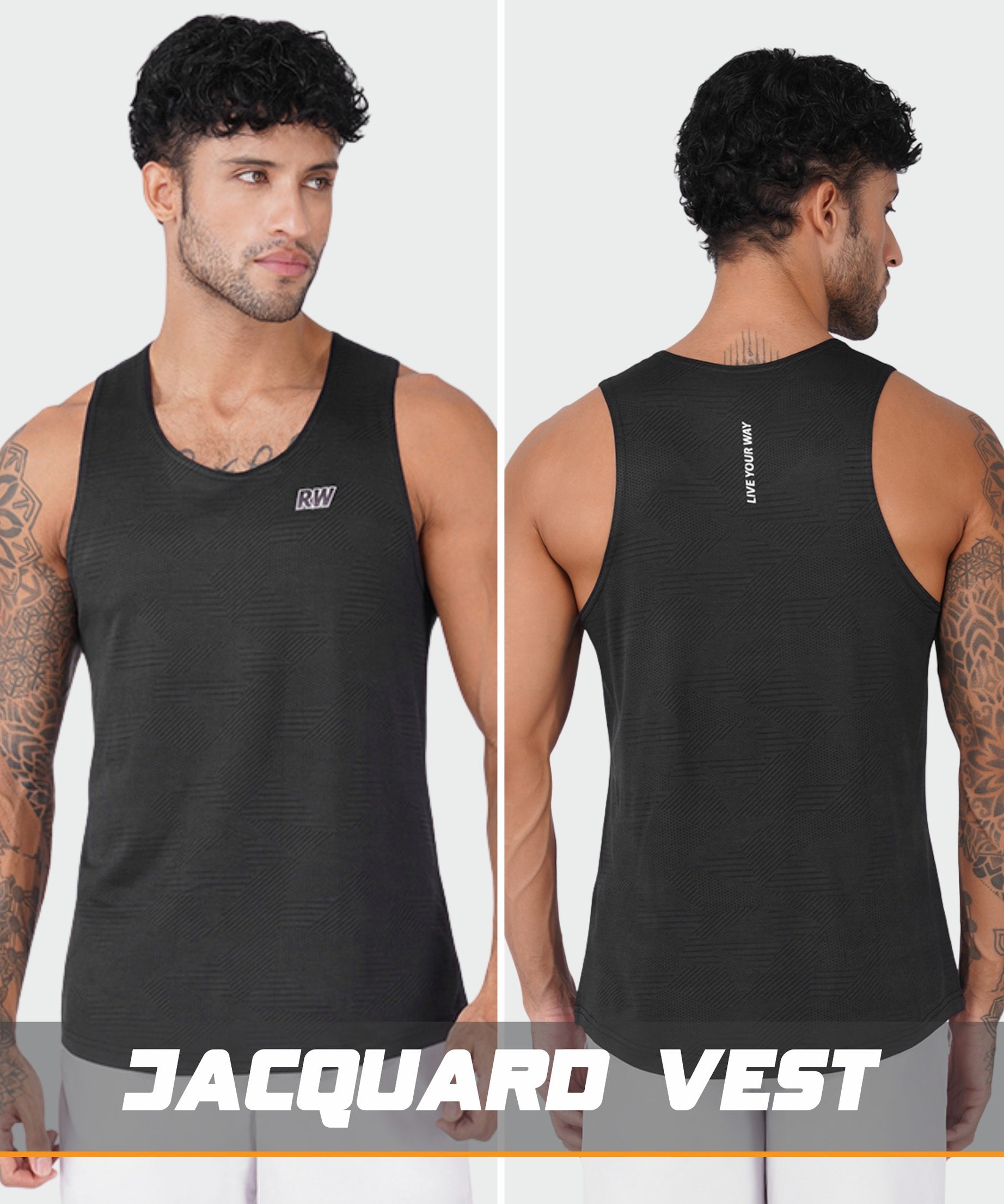 Jacquard Black Men Vest