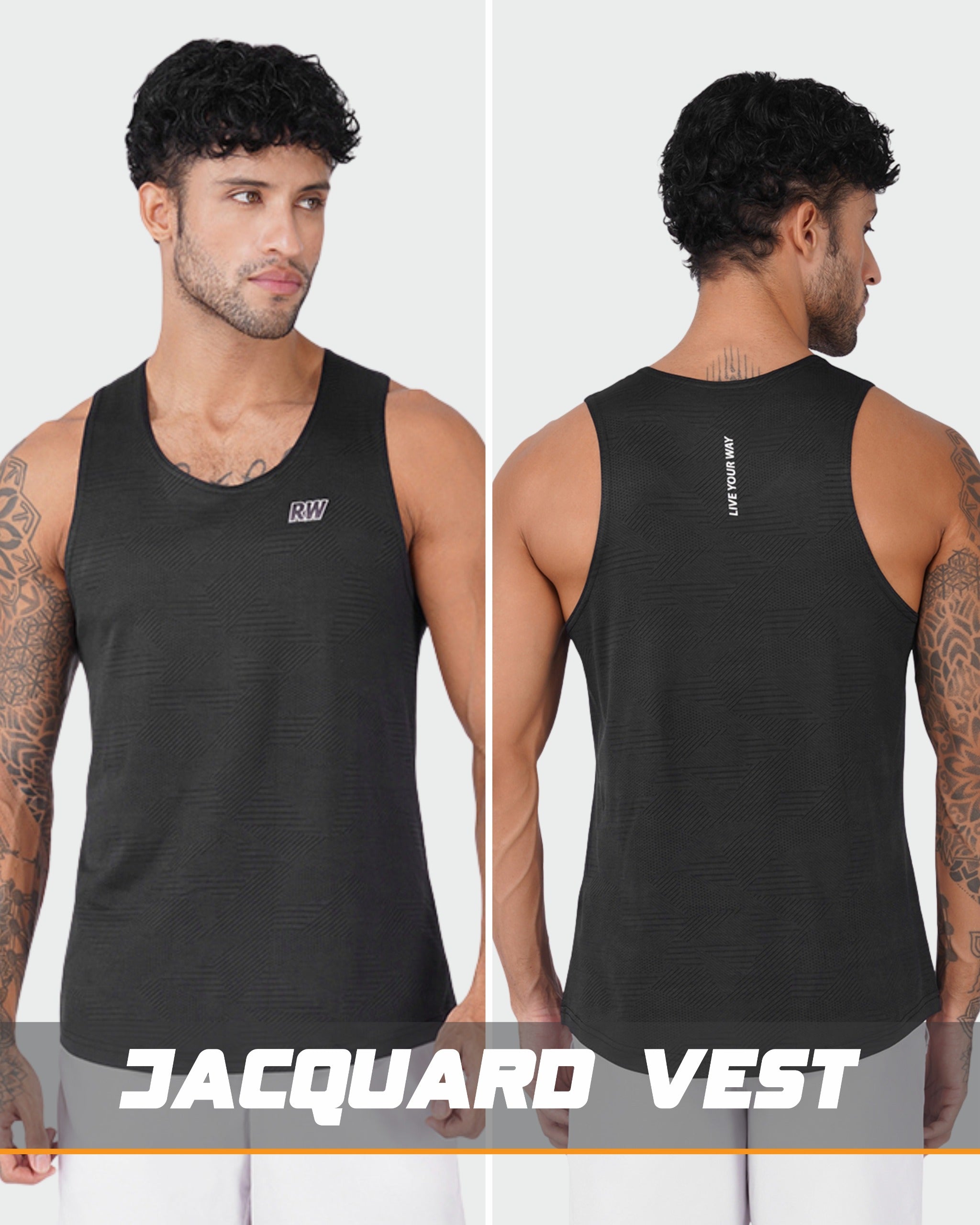 Jacquard Black Men Vest