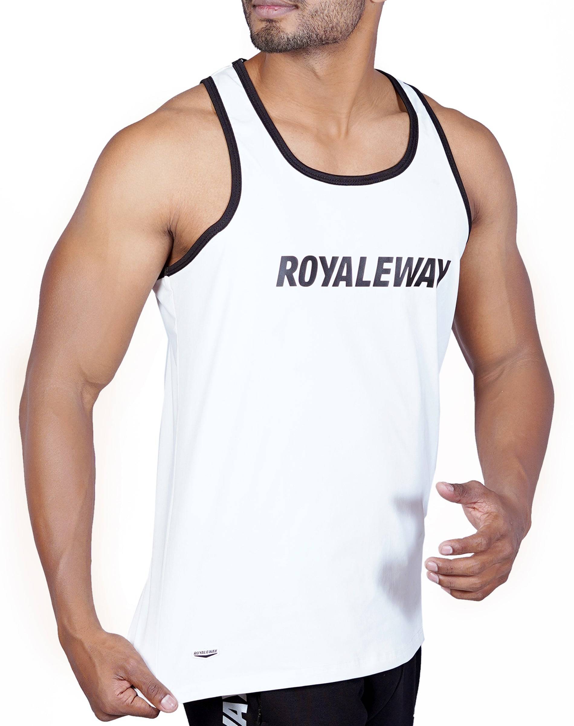 Lycra Vest White and Black Men RWM4009