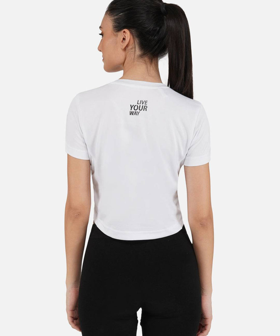 DriDOT Crop Top T Shirt Apparel Long Back Believe White Women RWW2034 Long Back Crop Top - royaleway.com