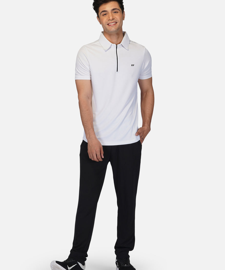 DriDOT White Zipper Polo T-Shirt RWM2024 POLO T-Shirt - royaleway.com