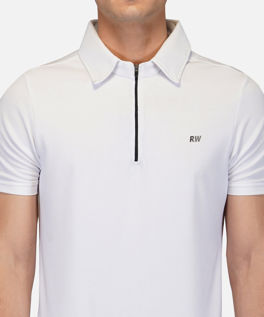 DriDOT White Zipper Polo T-Shirt RWM2024 POLO T-Shirt - royaleway.com