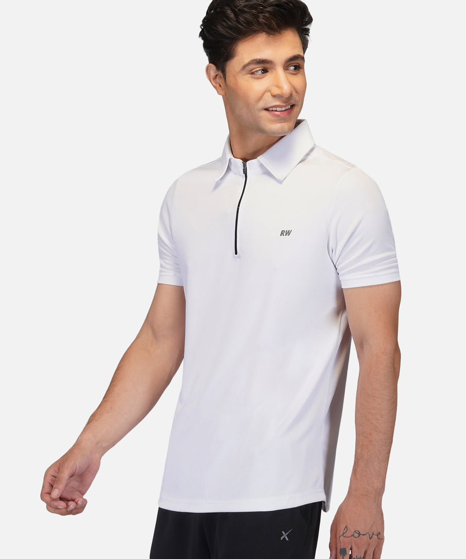 DriDOT White Zipper Polo T-Shirt RWM2024 POLO T-Shirt - royaleway.com