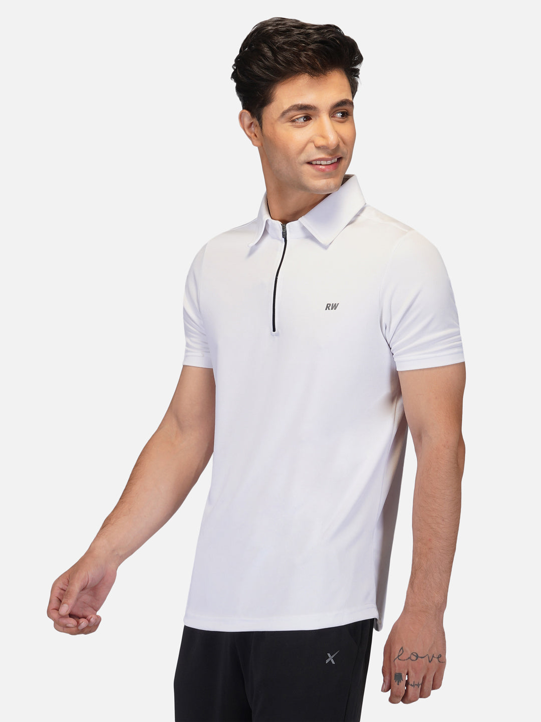 DriDOT White Zipper Polo T-Shirt RWM2024 POLO T-Shirt - royaleway.com
